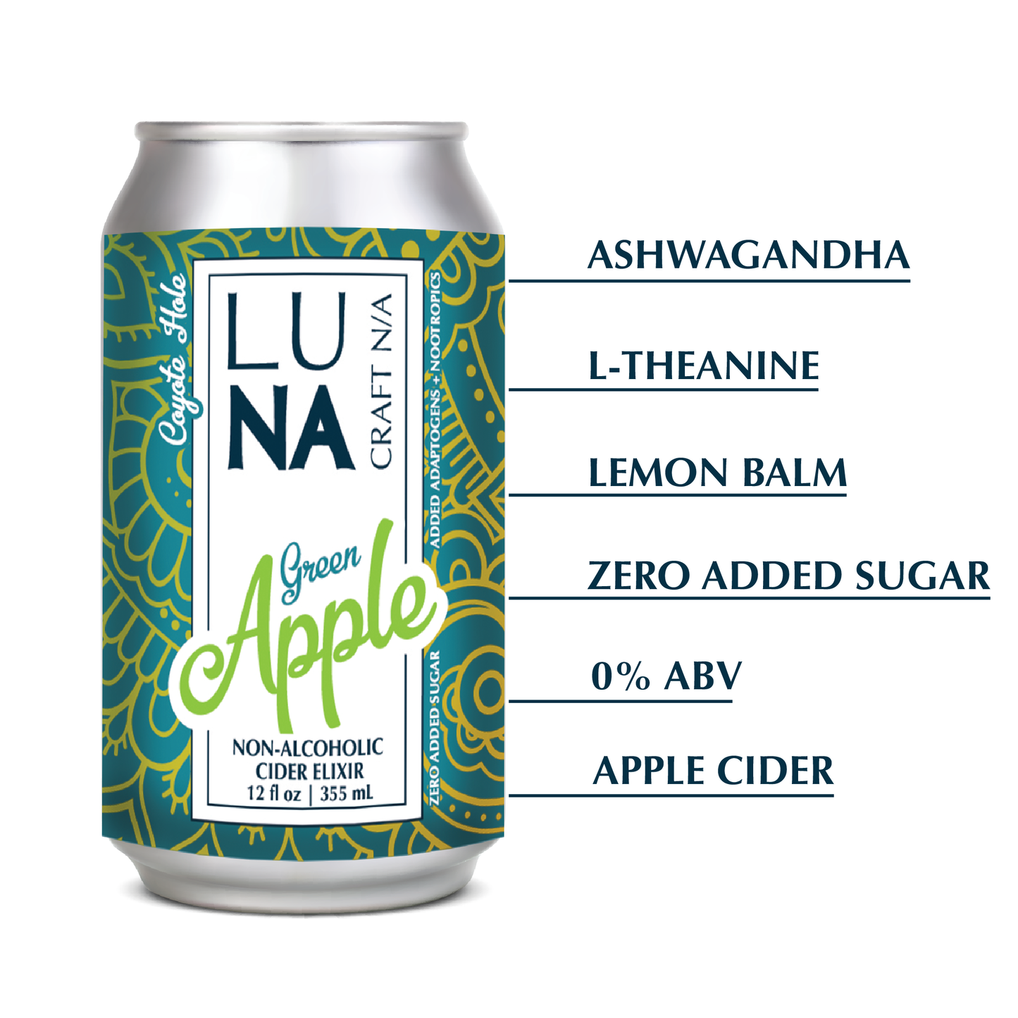 LUNA Variety Pack Nootropic + Adaptogen Non-Alcoholic Cider 12oz Can - 12 Pack