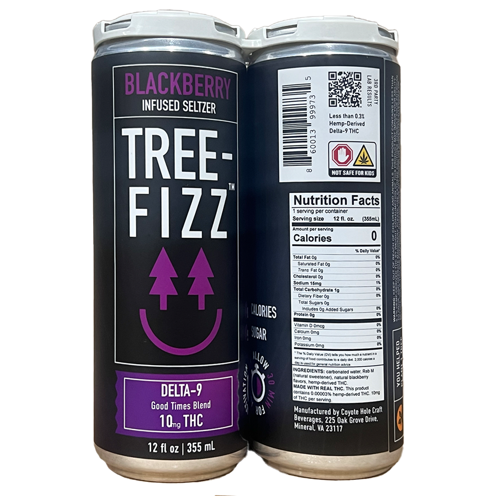 Tree-Fizz Blackberry Infused 10mg Delta-9 THC Seltzer