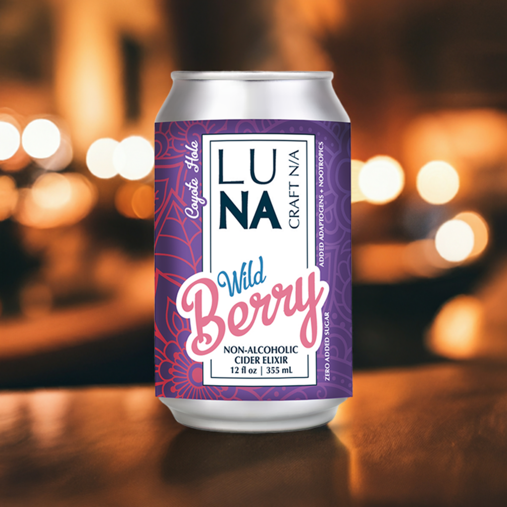 LUNA Wild Berry Nootropic + Adaptogen Non-Alcoholic Cider 12oz Can - 12 Pack