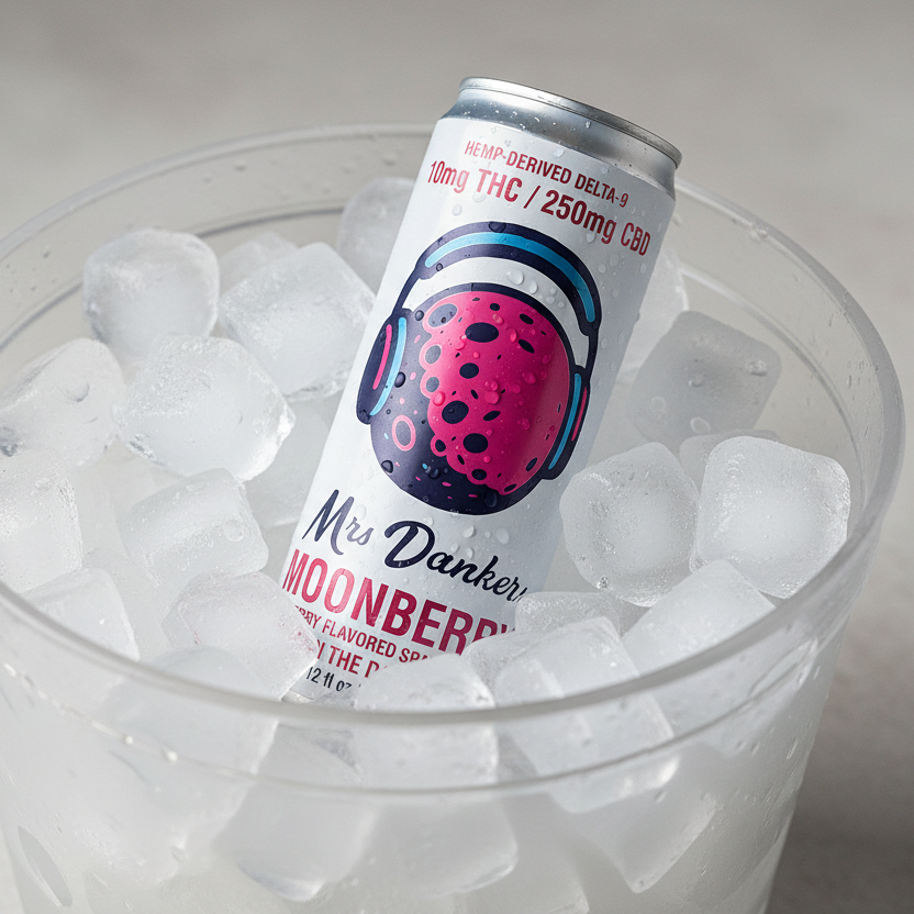 Dankers Moonberry Hemp-Derived Delta-9 THC + CBD Sparkling Juice Bucket of Ice