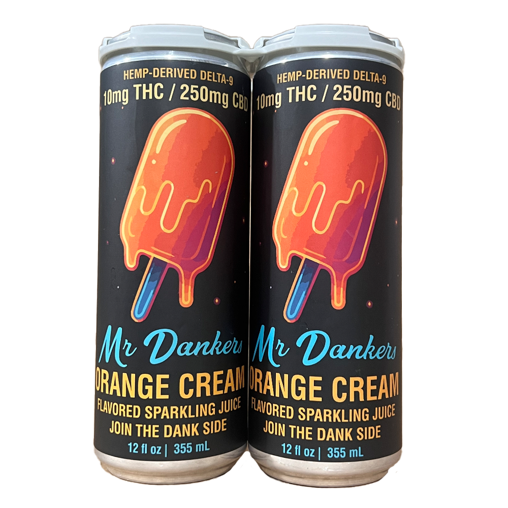 Dankers Orange Cream Hemp-Derived Delta-9 THC + CBD Sparkling Juice 4 Pack