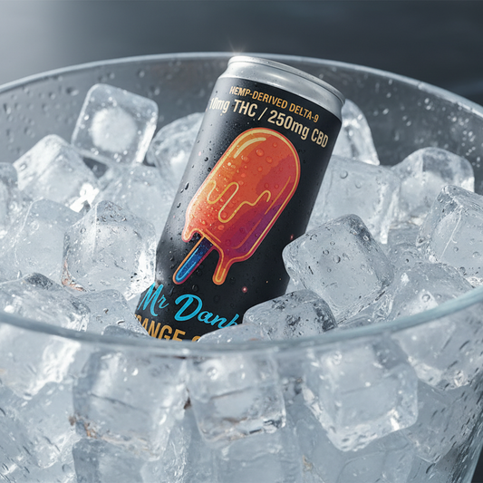Dankers Orange Cream Hemp-Derived Delta-9 THC + CBD Sparkling Juice Bucket of Ice