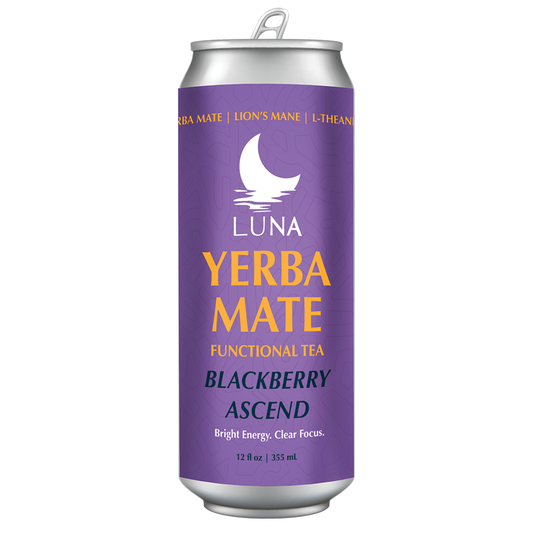 LUNA Blackberry Ascent Yerba Mate Tea Infused with Lion's Mane and Nootroipics