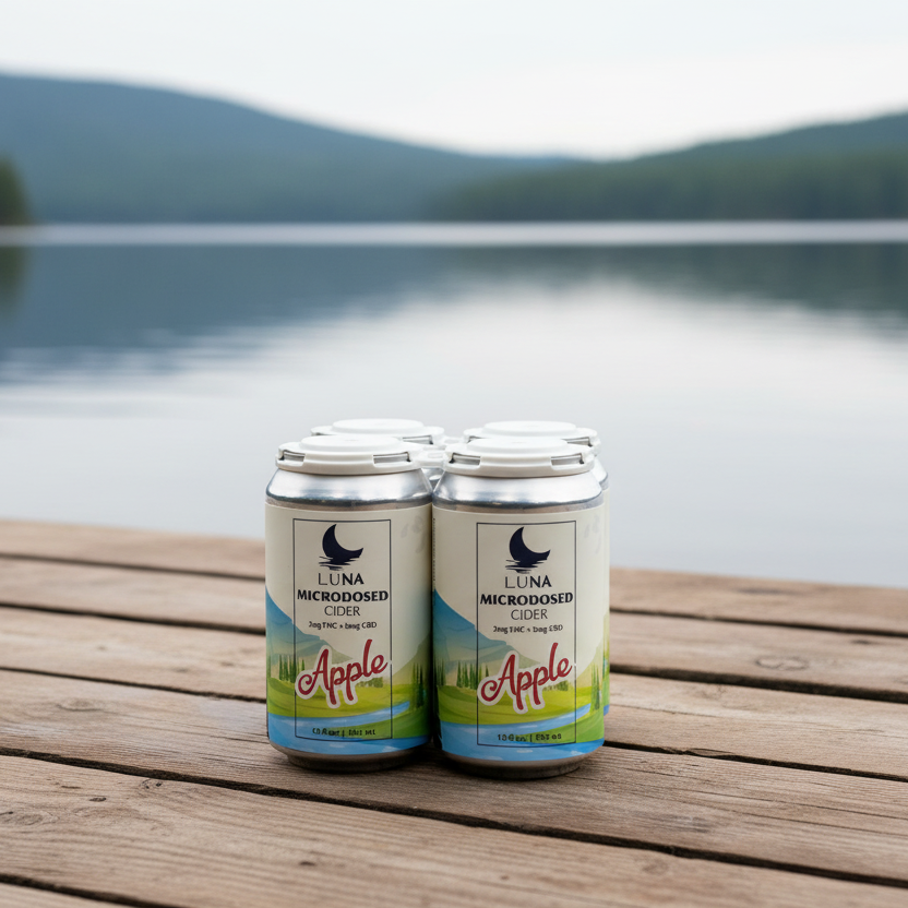 LUNA Apple Hemp-Derived Delta-9 THC + CBD Cider 4 Pack Dock