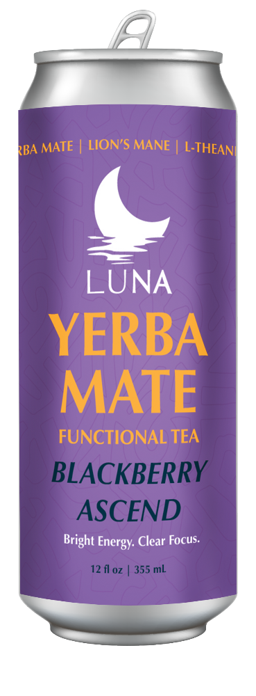 LUNA Blackberry Ascend Yerba Mate Tea with Lion's Mane and L-Theanine Single Can