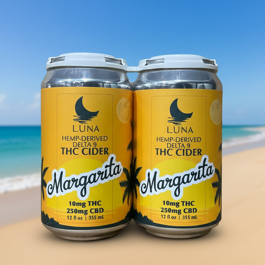 LUNA Margarita Delta-9 Hemp-Derived THC and CBD Cider 4 Pack Beach