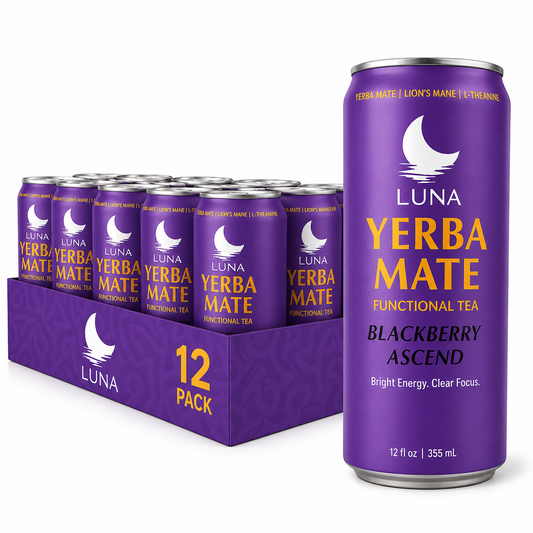 LUNA Blackberry Ascent Yerba Mate Tea Infused with Lion's Mane and Nootroipics