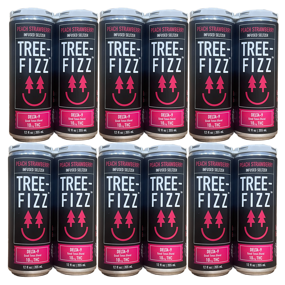 Tree-Fizz Peach Strawberry Infused 10mg Delta-9 THC Seltzer