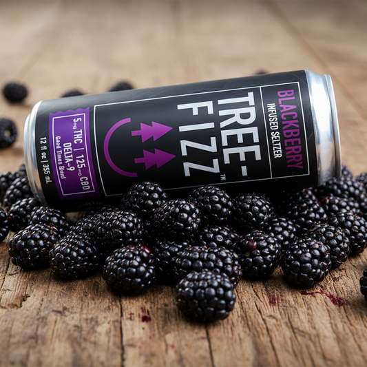 Tree-Fizz Blackberry Hemp-Derived Delta-9 Seltzer Table Blackberries