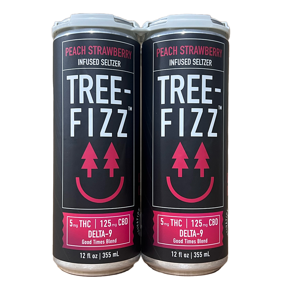 Tree-Fizz Peach Strawberry Hemp-Derived Delta-9 Seltzer 4 Pack