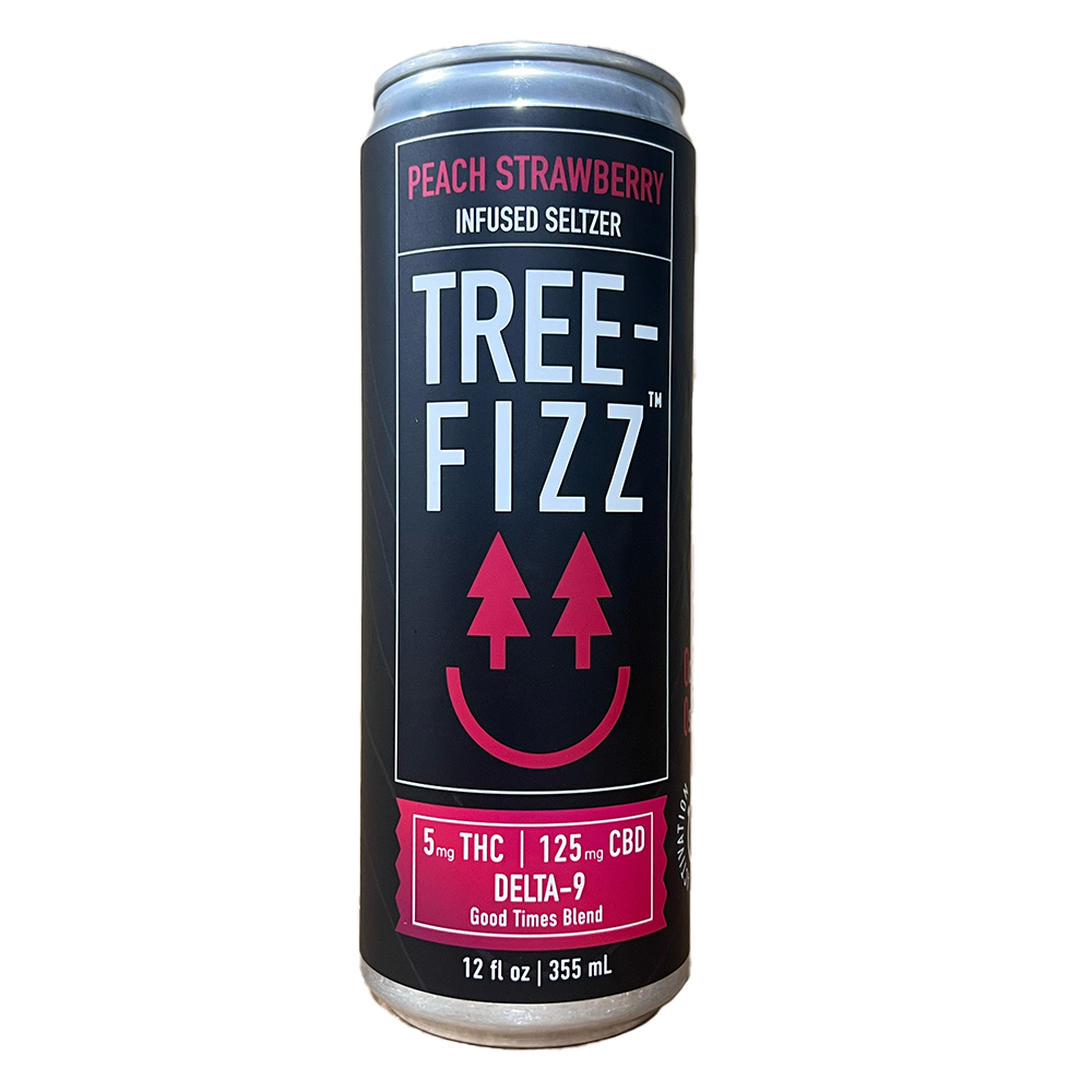 Tree-Fizz Peach Strawberry Hemp-Derived Delta-9 Seltzer Single Can